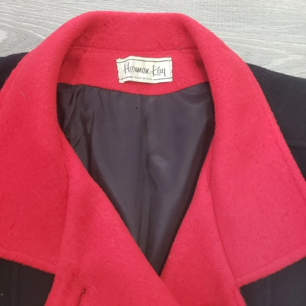 Vintage Herman Kay 80% Wool Peacoat Dress Coat Womens Size Medium Made In USA - Picture 3 of 14